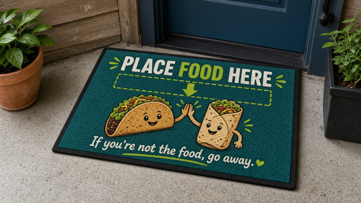 Not the Food doormat - Place Food Here food delivery mat