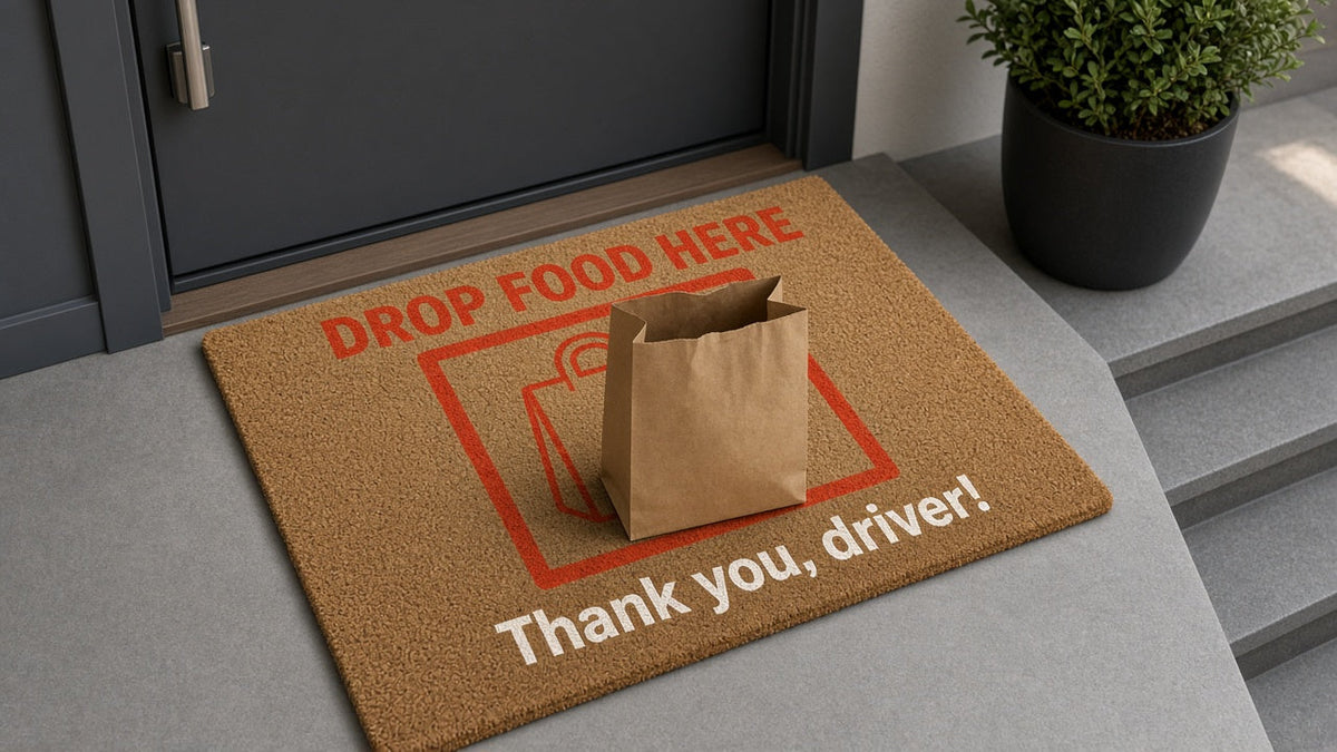 Drop Food Here doormat - Place Food Here food delivery mat