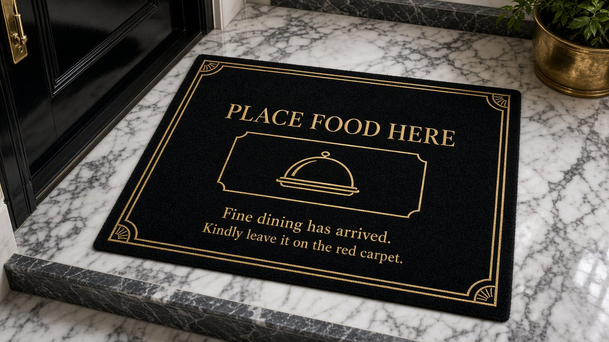 Fine Dining doormat - Place Food Here food delivery mat