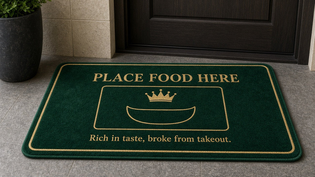 Rich in Taste doormat - Place Food Here food delivery mat