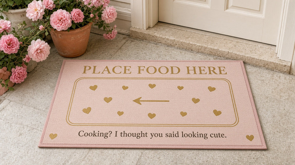 Looking Cute doormat - Place Food Here food delivery mat